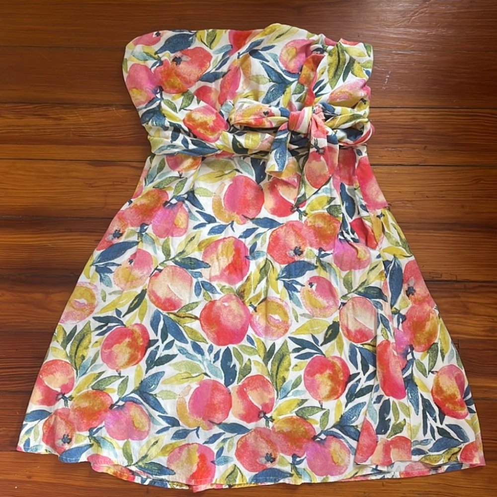 Dress Forum Peach Tie Front Strapless Dress